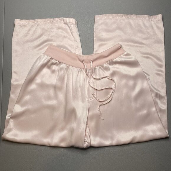 PJ Harlow Jolie Satin Lounge Pants Wide Leg Drawstring Size XS Lt Pink Blush - Picture 4 of 12
